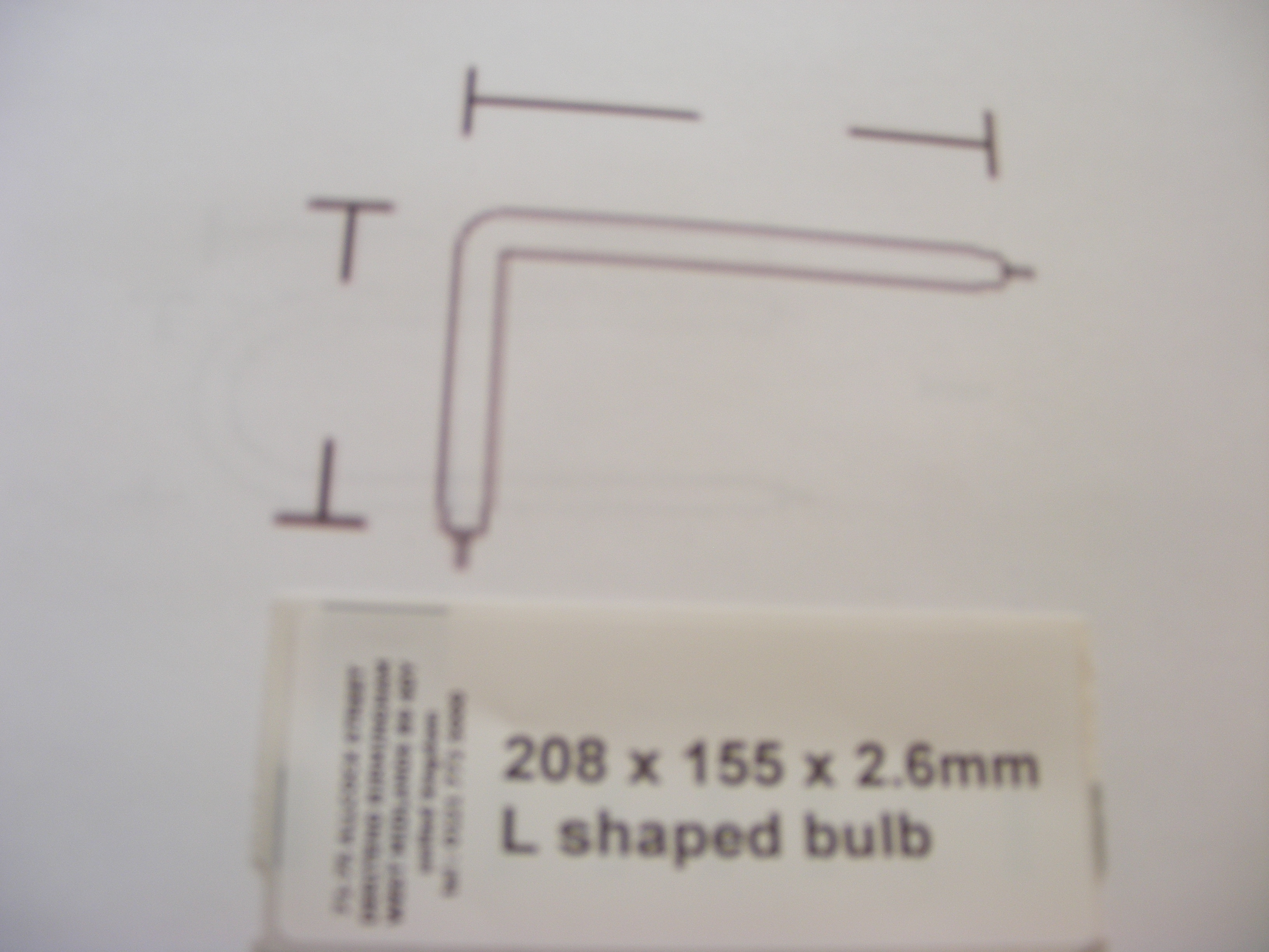 180 x 115 x 2.0mm L shaped bulb